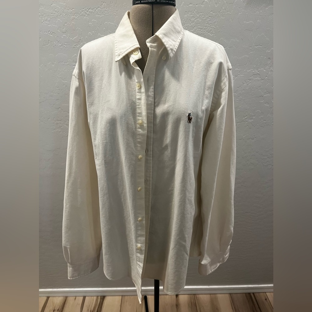 Cream Buttonup shirt size large by Ralph lauren